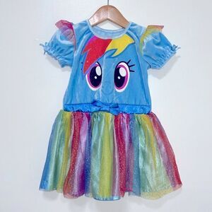 My Little Pony Velour and Rainbow Glitter Tulle Dress 3T